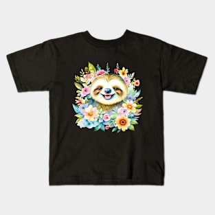 Cute Sloth watercolor Kids T-Shirt